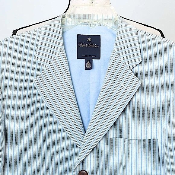 Brooks Brothers men’s sport coat blazer jacket linen blend vertical stripe M